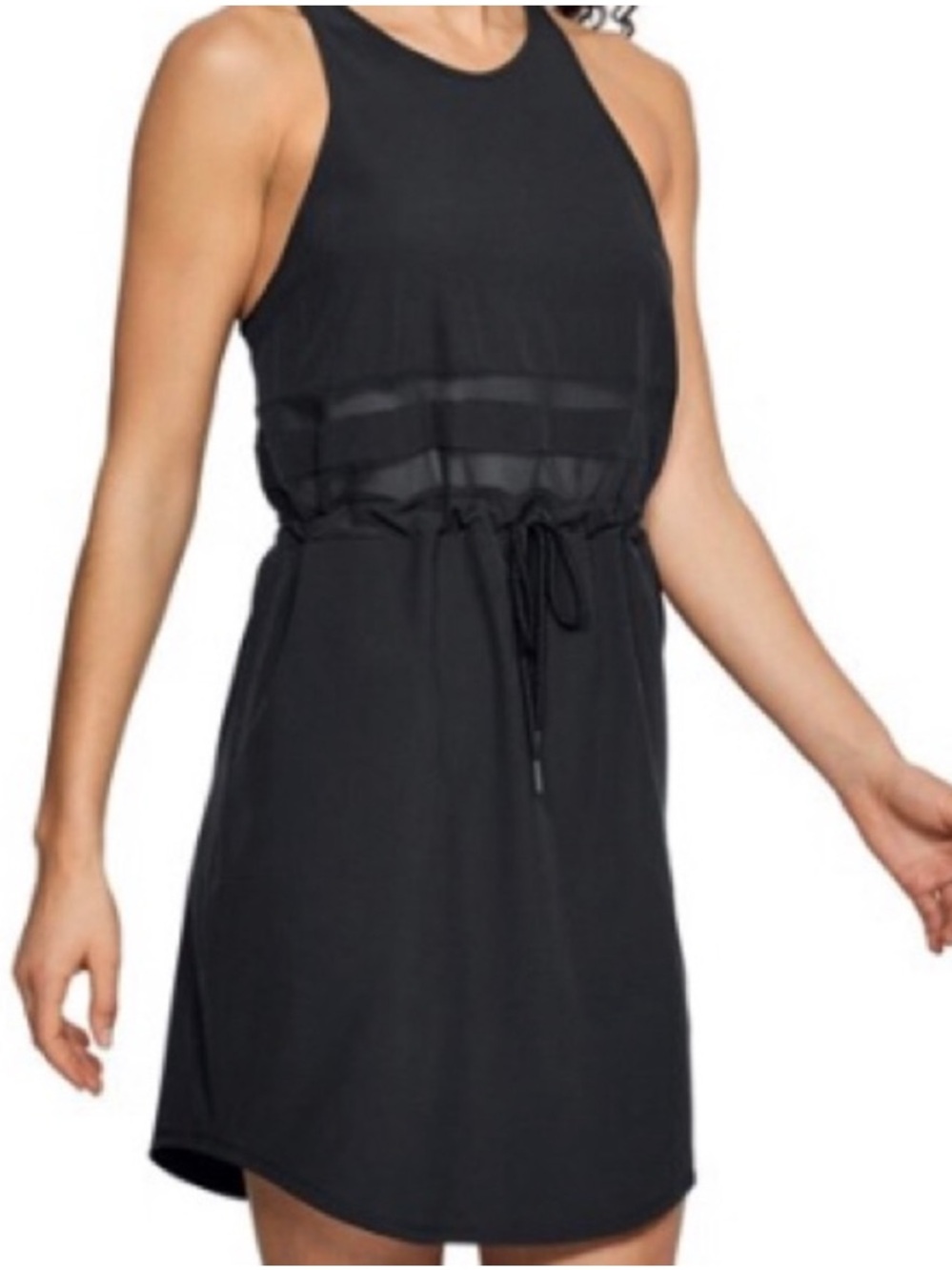 Under Armour Black Activewear Workout Sports Tank Dress Sheer Panel Tennis Golf